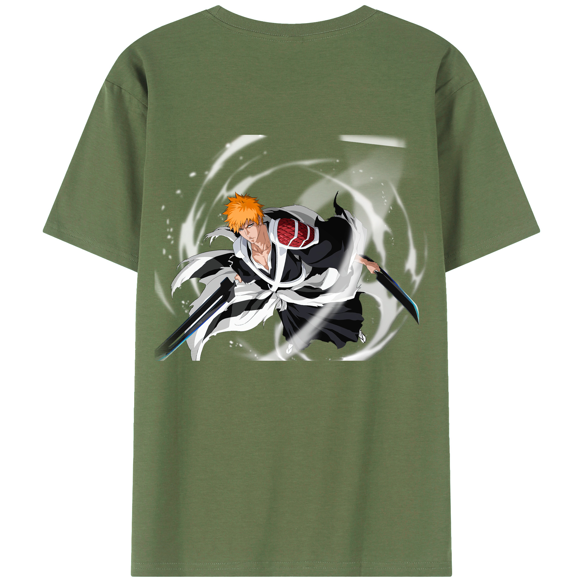 （画像用） ブリーチ 黒崎一護（くろさき いちご）BLEACH Kurosaki Ichigo 綿100％ メンズ半袖Tシャツ（バックプリント） 通気性
